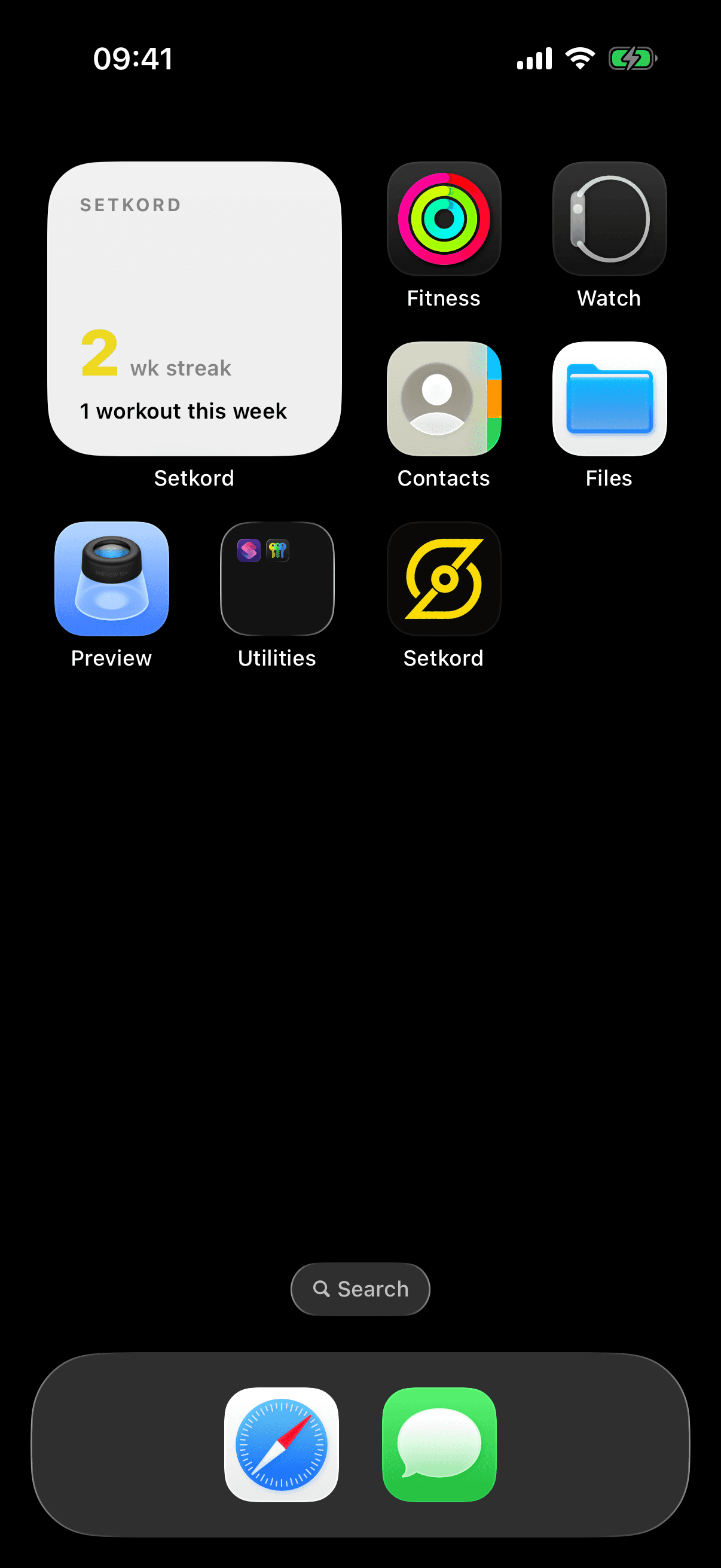 Setkord streak widget on the iPhone Home Screen